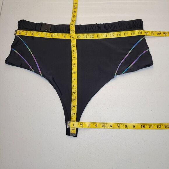 iHeartRaves Turn Up The Lights Black High-Waisted Reflective Rave Bottoms - Picture 9 of 9